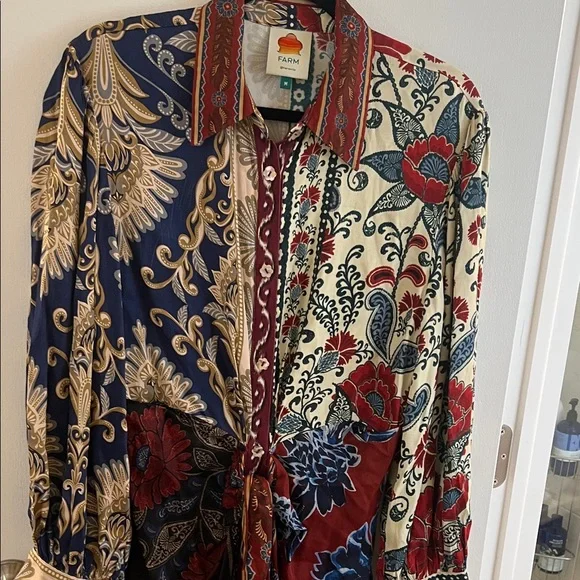 FARM Rio Navy and Maroon Floral Midi Dress - Picture 5 of 17